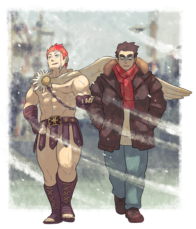 protagonist 3 and pollux (tokyo afterschool summoners) drawn by tsuna_(so_da77)