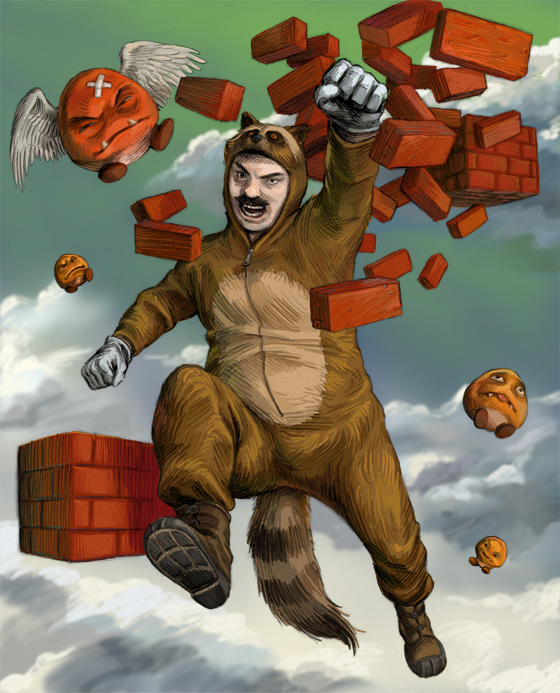 mario, goomba, tanuki mario, and paragoomba (mario and 1 more)