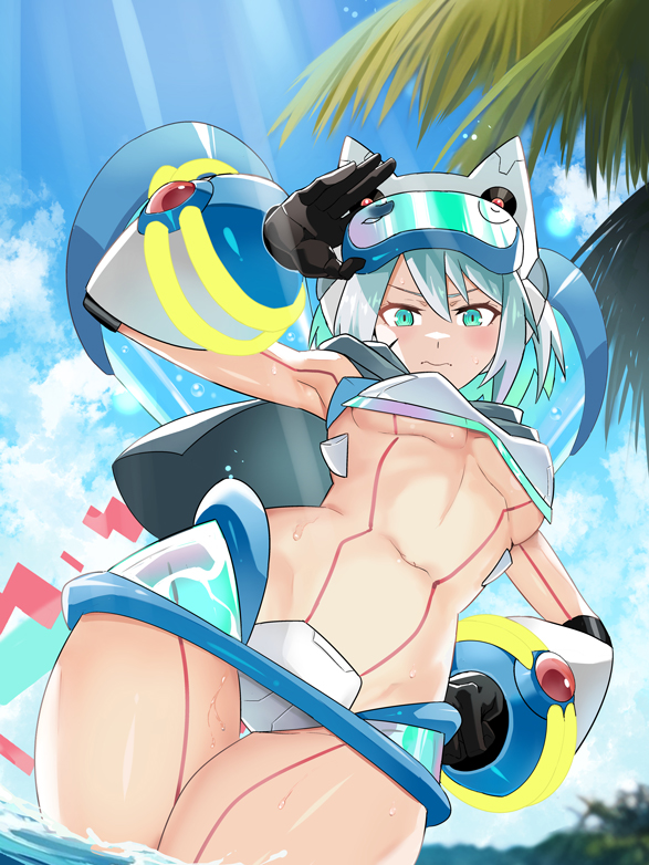 ico and swimsuit ico (mega man and 2 more) drawn by popo_(popo0cat)