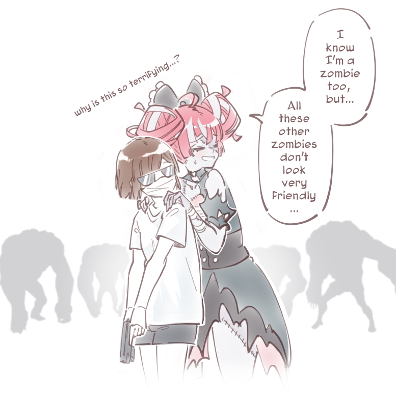 kureiji ollie and tama gotoh (original and 4 more) drawn by yoruny