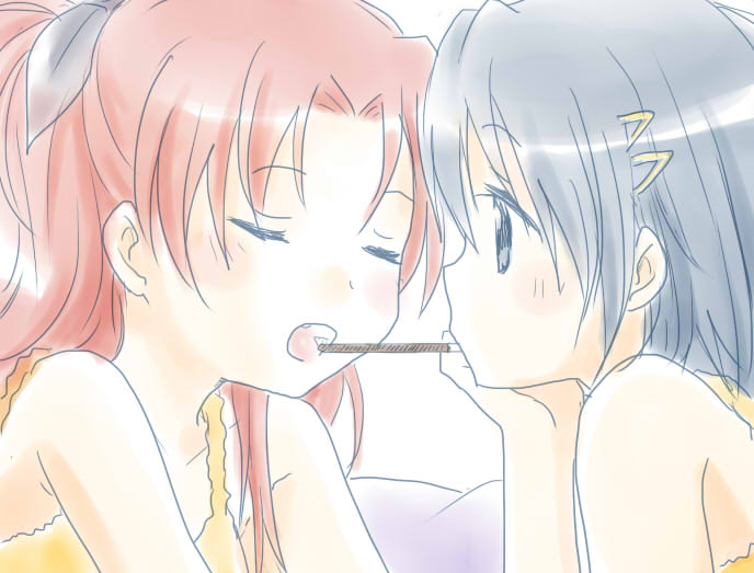 miki sayaka and sakura kyoko (mahou shoujo madoka magica) drawn by isora