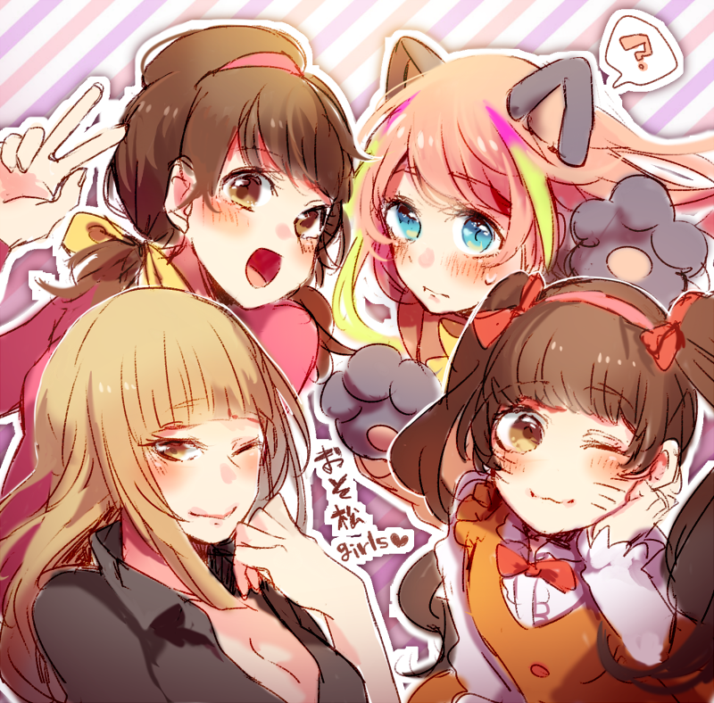 yowai totoko, hashimoto nyaa, chibita, iyami, iyayo, and 1 more (osomatsu and 1 more) drawn by makoji_(yomogi)