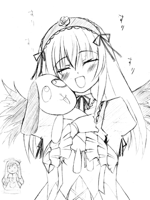 suigintou, suiseiseki, and kunkun (rozen maiden) drawn by atsushima_you