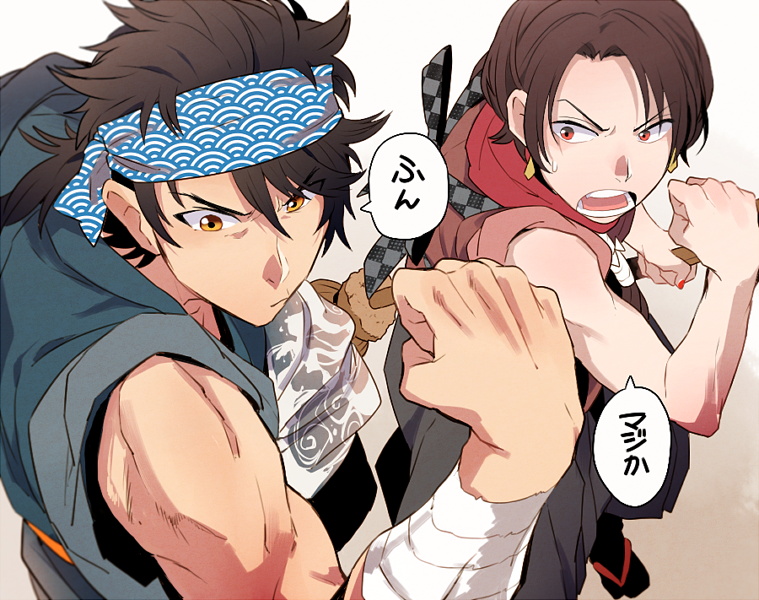 kashuu kiyomitsu and mutsu-no-kami yoshiyuki (touken ranbu) drawn by t_k_g