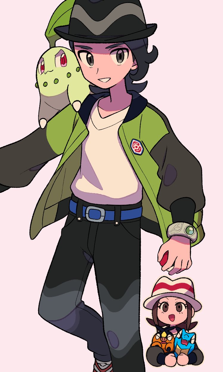 tepig, chikorita, totodile, harmony, and paxton (pokemon and 1 more) drawn by tyako_089