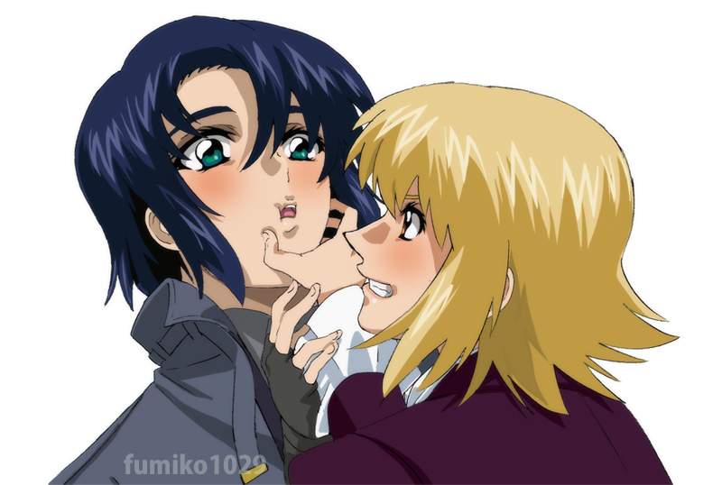 cagalli yula athha and athrun zala (gundam and 2 more) drawn by fumiko_(mesushi)