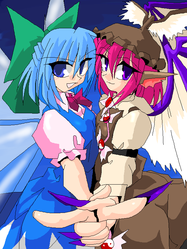 cirno and mystia lorelei (touhou) drawn by kieyza