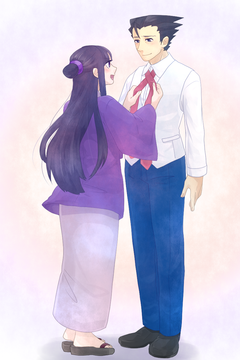 phoenix wright and maya fey (ace attorney) drawn by yokono_shima