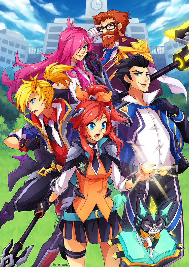 lux, katarina, ezreal, graves, jayce, and 7 more (boku no hero academia and 1 more) drawn by vmat