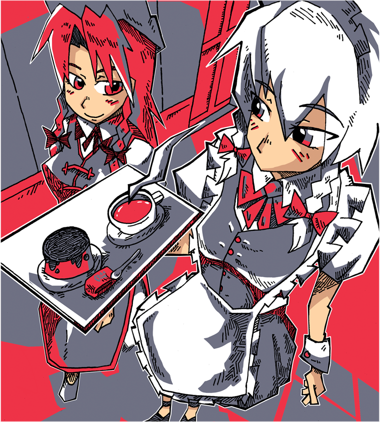 izayoi sakuya and hong meiling (touhou) drawn by setz