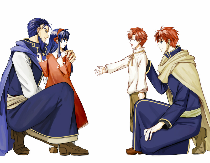 roy, lilina, eliwood, and hector (fire emblem and 2 more) drawn by delsaber