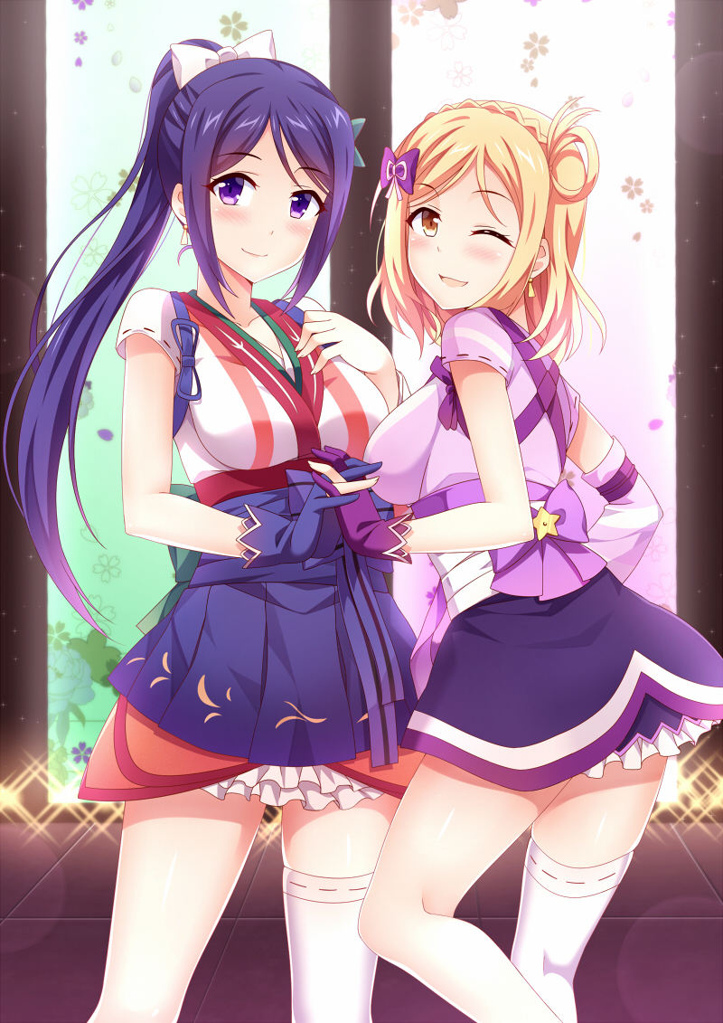 matsuura kanan and ohara mari (love live! and 1 more) drawn by mmrailgun
