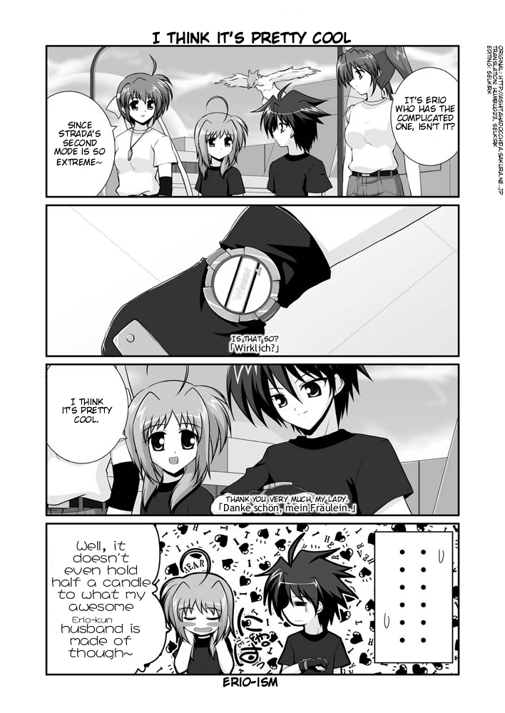 subaru nakajima, teana lanster, caro ru lushe, erio mondial, mach caliber, and 2 more (lyrical nanoha and 1 more) drawn by mikage_takashi