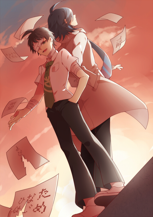 hinata hajime and matsuda yasuke (danganronpa and 2 more) drawn by sharlorc