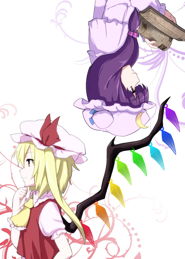 flandre scarlet and patchouli knowledge (touhou) drawn by leon_(mikiri_hassha)