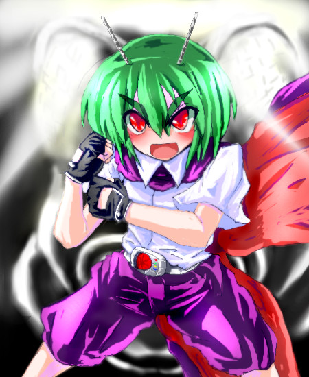 wriggle nightbug and kamen rider black (touhou and 2 more) drawn by tonpudou