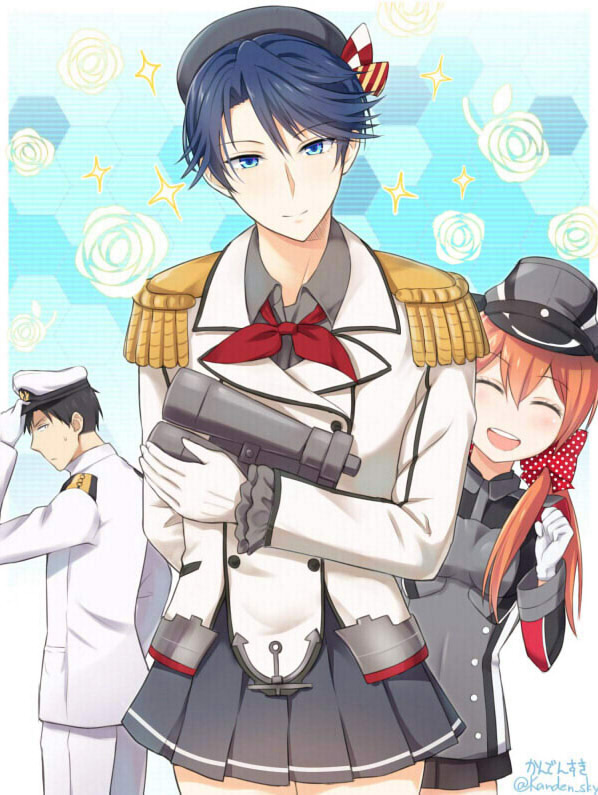 admiral, kashima, prinz eugen, sakura chiyo, kashima yuu, and 2 more (kantai collection and 1 more) drawn by kanden_sky