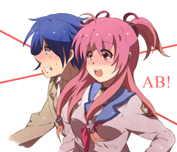 yui and hinata hideki (angel beats!) drawn by enoki_nai