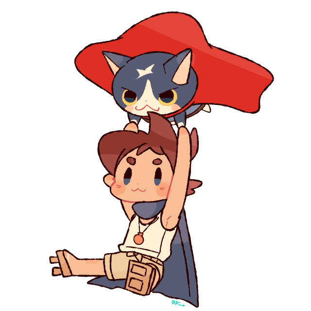 fuyunyan and keizou (youkai watch and 1 more) drawn by chiyoko_(oman1229)