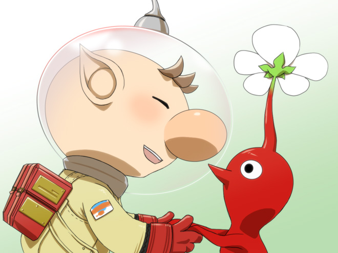red pikmin and olimar (pikmin) drawn by naru_(wish_field)