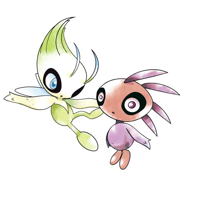 celebi and mitei12 (pokemon and 1 more) drawn by offbrandomar