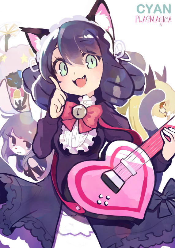 cyan, strawberry heart, retoree, chuchu, and moa (show by rock!!) drawn by rae_(hexedwithluck)