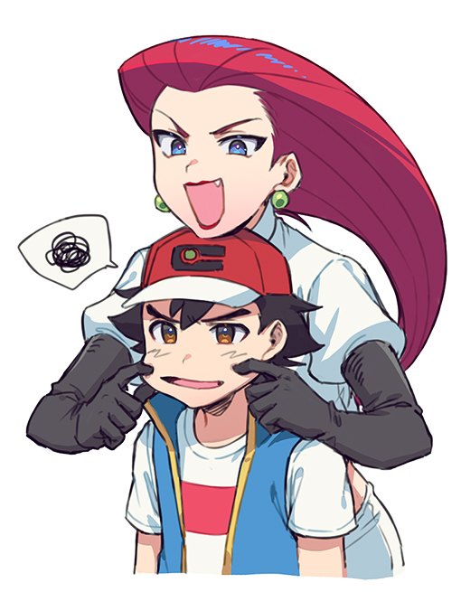 ash ketchum and jessie (pokemon and 1 more) drawn by apple_brk