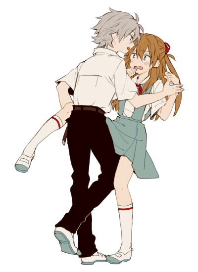 souryuu asuka langley and nagisa kaworu (neon genesis evangelion) drawn by 0930erina