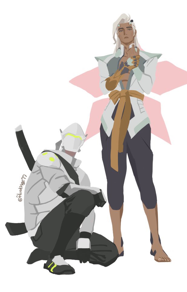 genji and lifeweaver (overwatch and 1 more) drawn by floatinge99