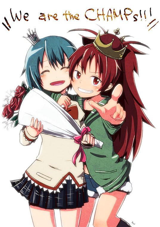 miki sayaka and sakura kyoko (mahou shoujo madoka magica) drawn by zxu