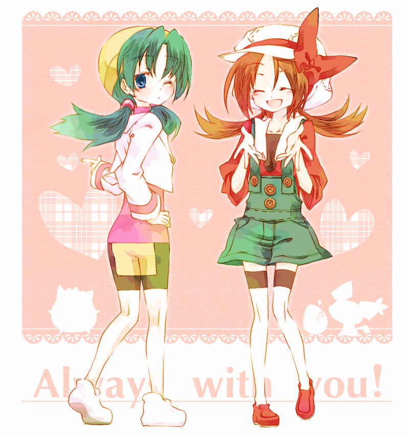 lyra and kris (pokemon and 2 more) drawn by amamiya_kabosu