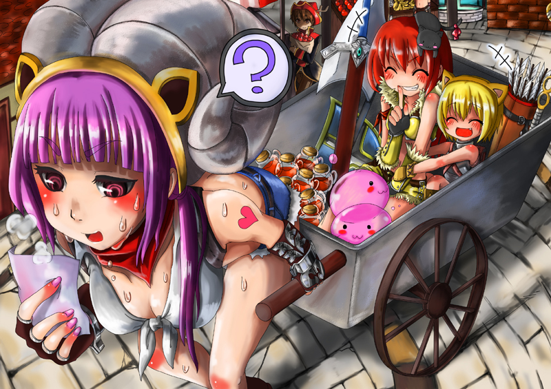 priest, poring, sniper, blacksmith, and novice (ragnarok online) drawn by alice_(afternoon_gleam)