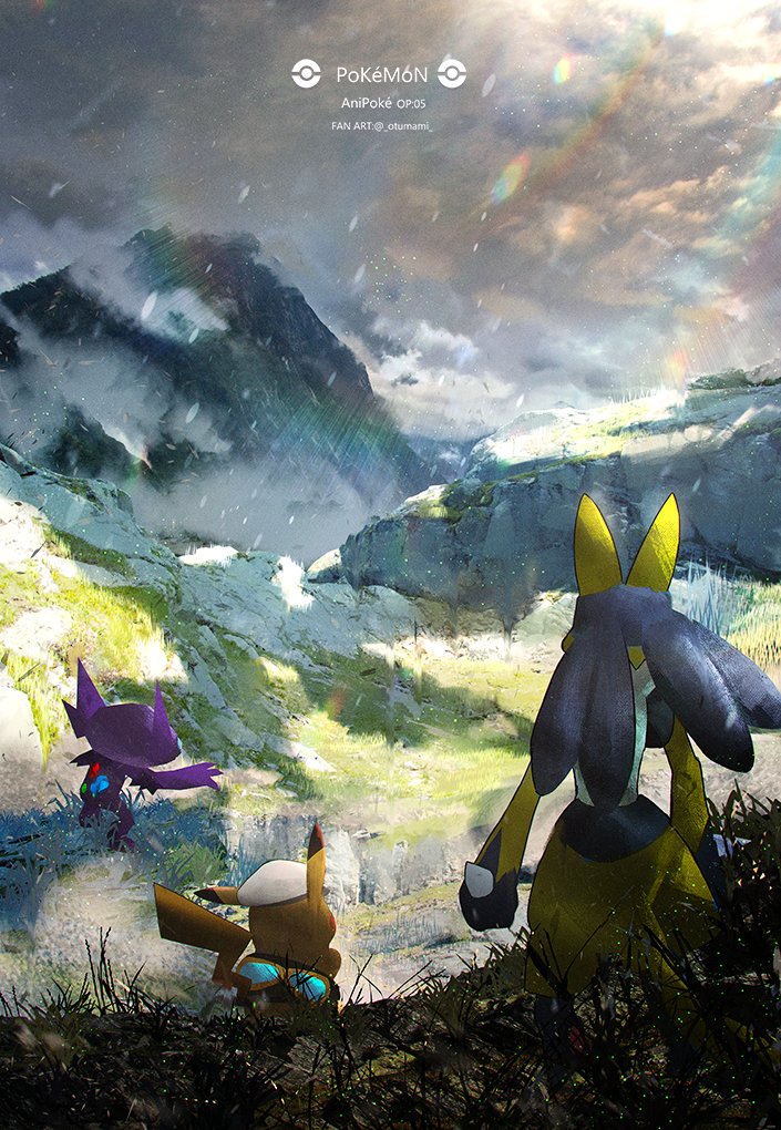 pikachu, lucario, sableye, and captain pikachu (pokemon and 1 more) drawn by otsumami_(bu-bu-heaven)