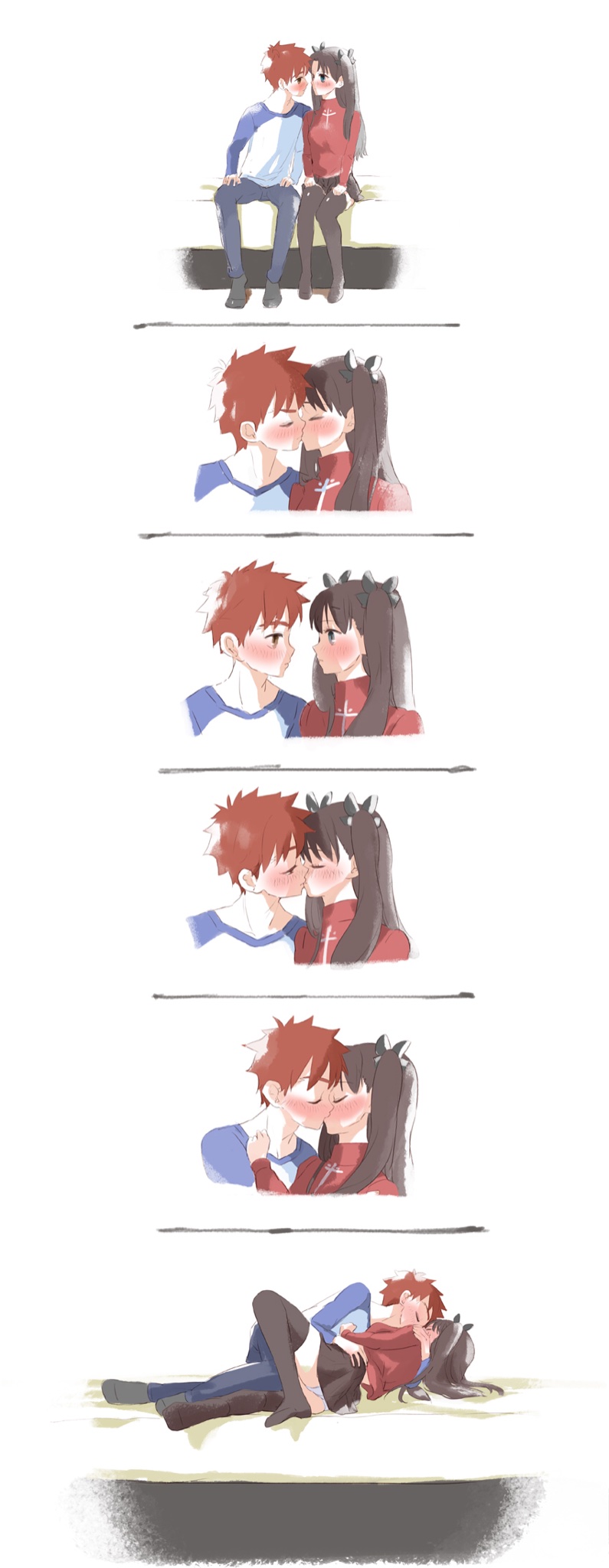 tohsaka rin and emiya shirou (fate and 2 more) drawn by kome000kome