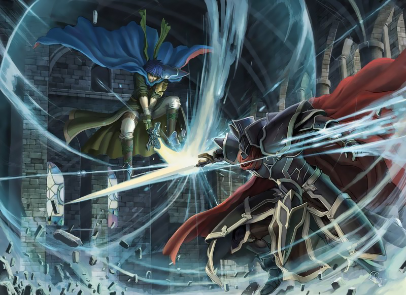 ike and black knight (fire emblem and 1 more) drawn by izuka_daisuke