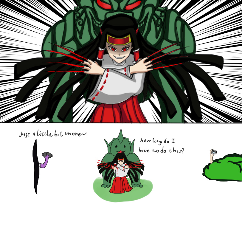 hakurei reimu, yakumo yukari, shameimaru aya, komano aunn, and rashoujin mizuki (original and 2 more) drawn by jkd05d
