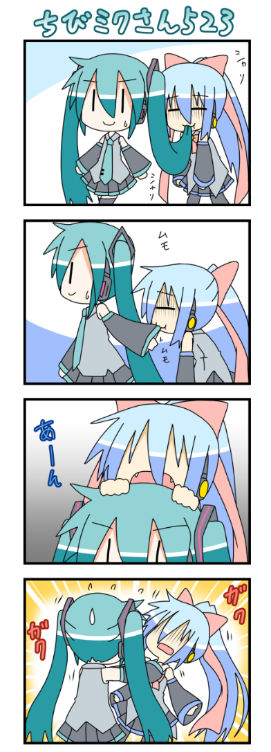 hatsune miku, chibi miku, and kiyone suzu (original and 1 more) drawn by minami_(colorful_palette)