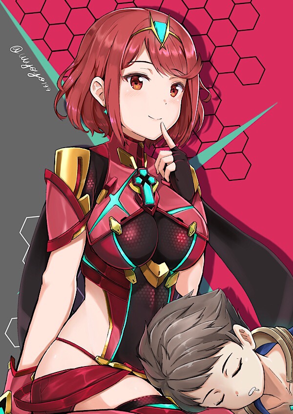 pyra and rex (xenoblade chronicles and 1 more) drawn by kouno_(uiyoyo199)