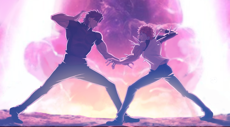 emiya shirou and kotomine kirei (fate and 2 more) drawn by aora