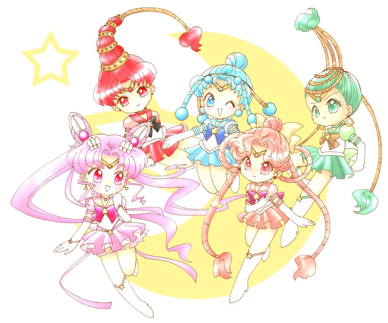 chibi usa, sailor chibi moon, cerecere, pallapalla, vesves, and 6 more (bishoujo senshi sailor moon and 1 more) drawn by yokoru