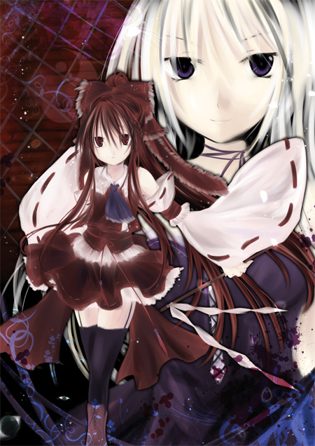 hakurei reimu and yakumo yukari (touhou) drawn by anna_(small_night)