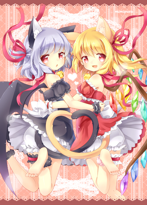 remilia scarlet and flandre scarlet (touhou) drawn by mimi_(mimi_puru)