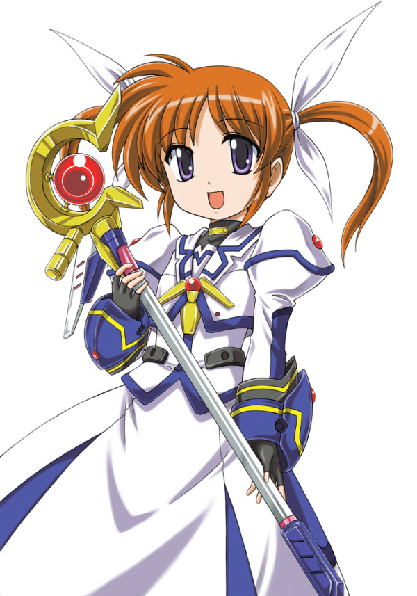 takamachi nanoha and raising heart (lyrical nanoha and 2 more) drawn by wan'yan_aguda