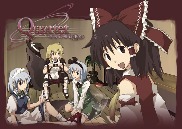 hakurei reimu, kirisame marisa, izayoi sakuya, and konpaku youmu (touhou) drawn by char_(2v_26)