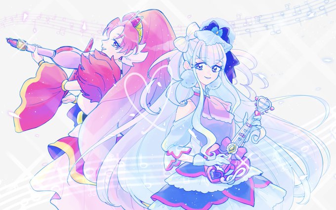 akagi towa, ruru amour, cure scarlet, and cure amour (precure and 2 more) drawn by yuriko_(yurikonicc)