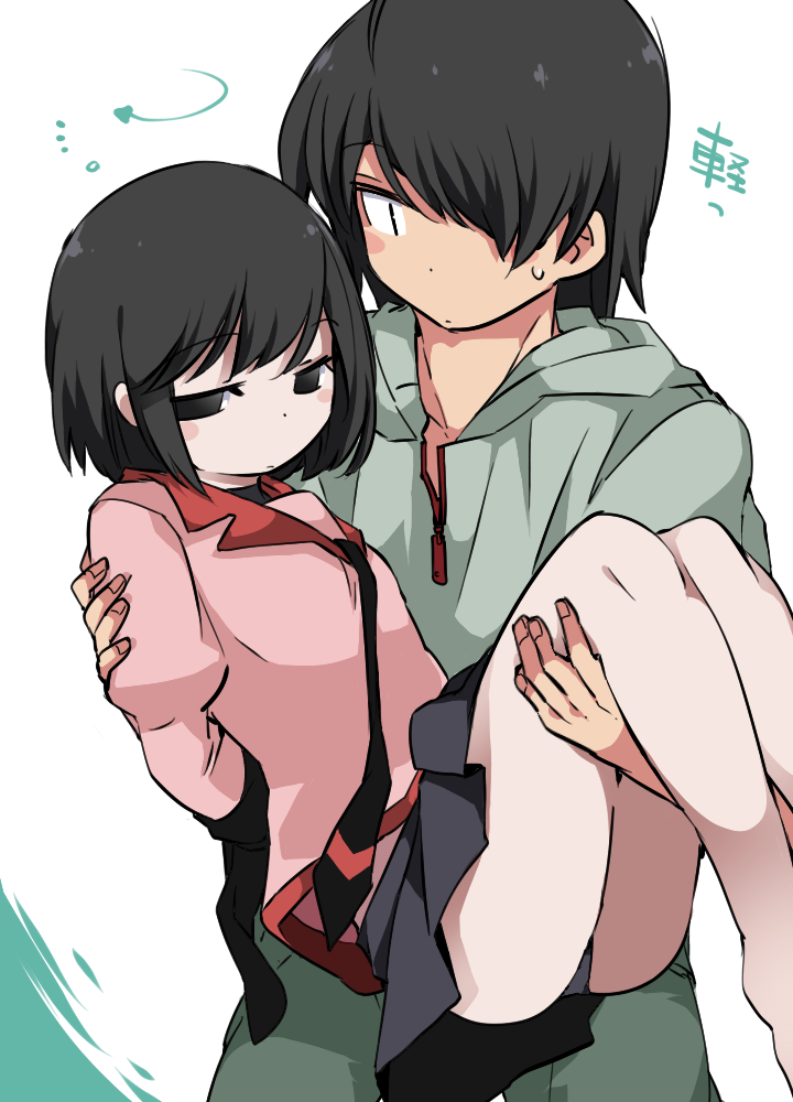 araragi koyomi and oshino ougi (monogatari and 1 more) drawn by hammer_(sunset_beach)