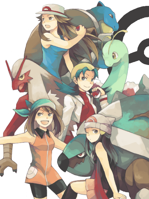 dawn, may, leaf, kris, blaziken, and 3 more (pokemon and 5 more) drawn by koiwai_(waiwaiyyy)