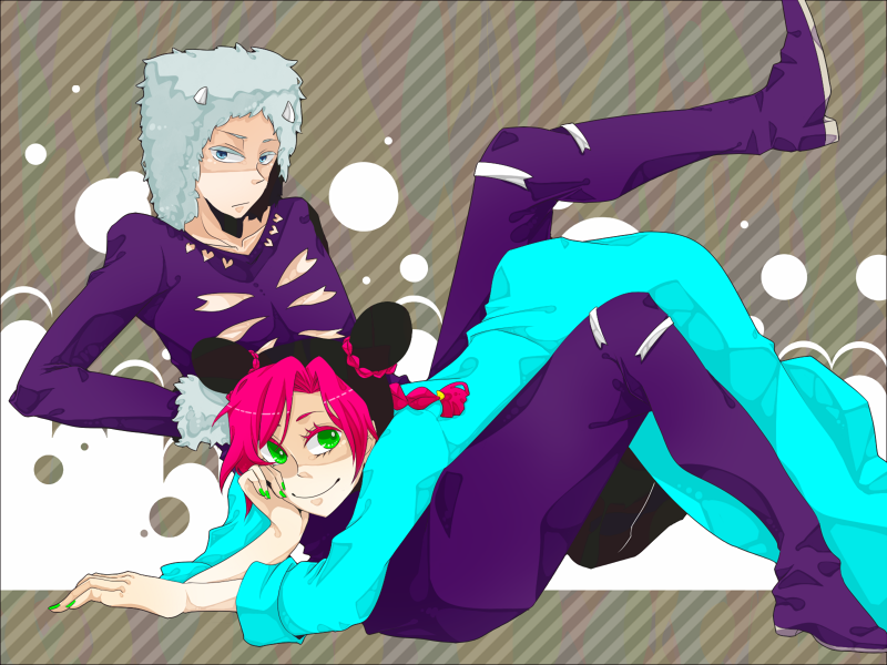 kujo jolyne and weather report (jojo no kimyou na bouken and 1 more) drawn by utsuneko