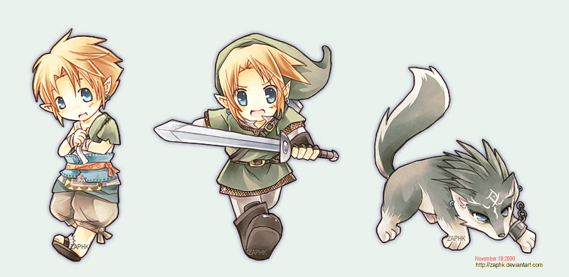 link and wolf link (the legend of zelda and 1 more) drawn by zaphk