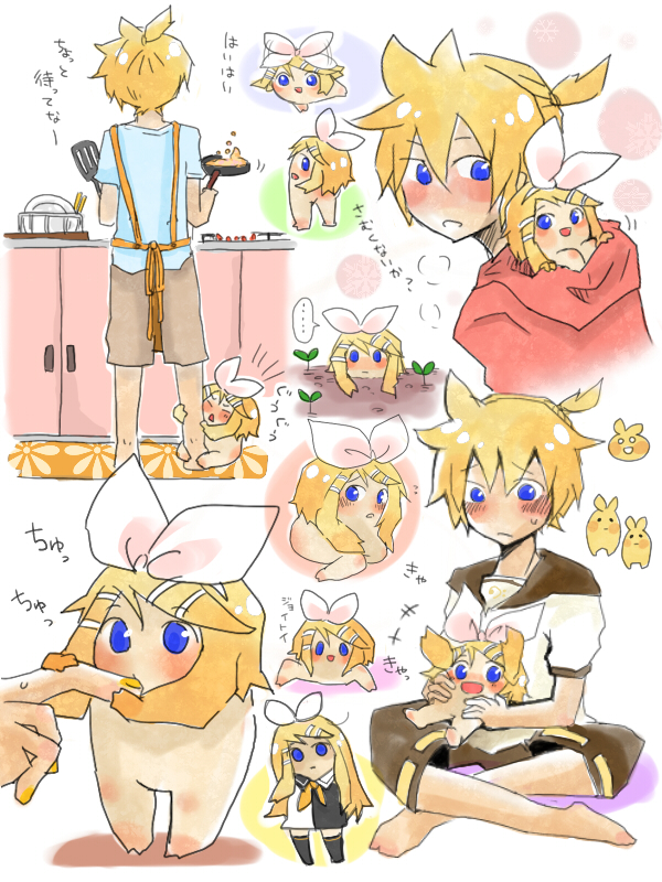 kagamine rin, kagamine len, and rin no youchuu (vocaloid and 1 more) drawn by zakuro_(rinlen115)